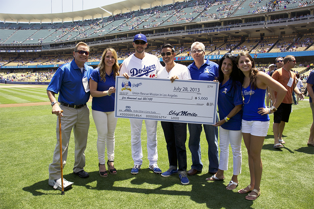 Photo Advisory: Dodger Outfielder Andre Eithier Joins Chef Merito to Present Donation to Union Rescue Mission