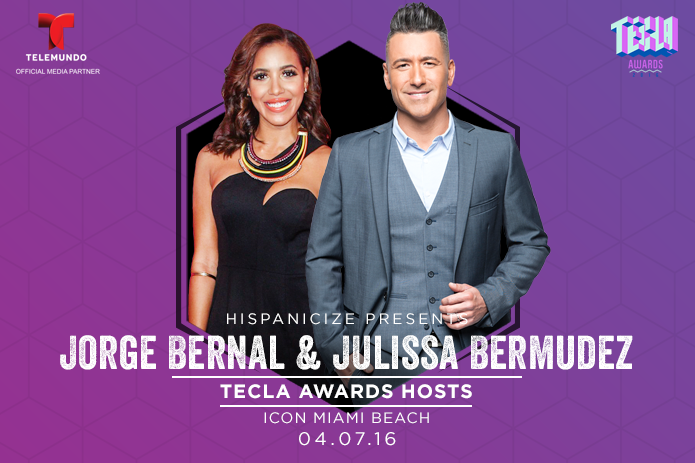 Jorge Bernal, estrella de TELEMUNDO y la actriz Julissa Bermúdez serán los presentadores principales de los Premios Tecla 2016 durante la Semana Hispanicize