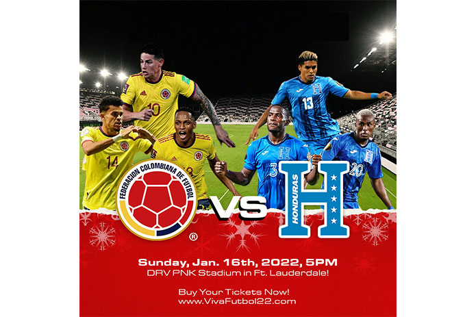 Las selecciones de fútbol de Colombia y Honduras se enfrentarán en el partido amistoso internacional en Miami el 16 de enero