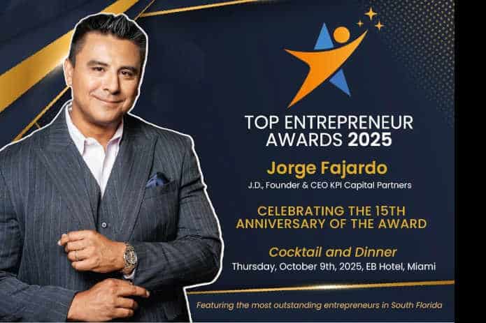 The Businessman Jorge Fajardo Will Receive The ‘Top Entrepreneur of USA’ Distinction